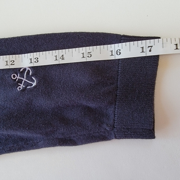 TALBOTS Nautical Embroidered Navy Blue Knit Sweater Size Medium Petite - Picture 5 of 6